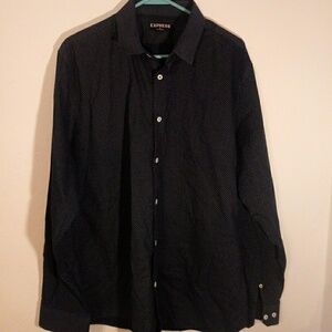 Express Men Micro Dot Dress Shirt Blue 
